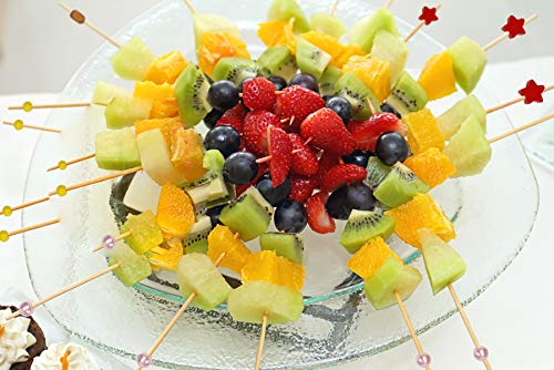 HONGXIN-SHOP Palillos de Cóctel Multicolor Brochetas de Bambú Palillo de Frutas para Cóctel Cumpleaños Fiesta y Boda Tarta Tapas Aperitivo Canapes Pincho Fruta Decoración 100 Piezas