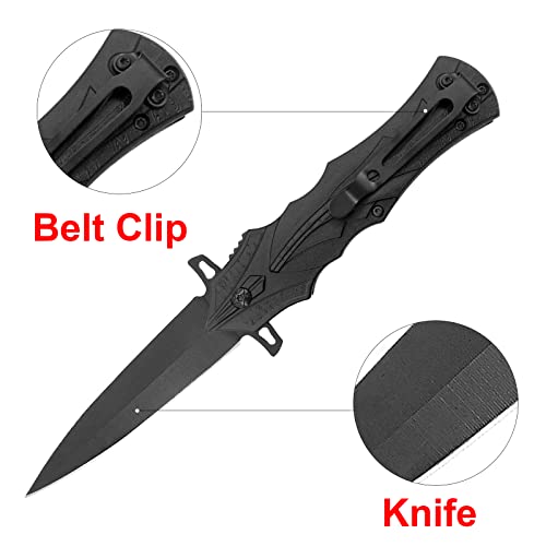 HONZIN Cuchillo Plegable de Bolsillo con Clip de Bolsillo, Hoja de Acero Inoxidable 3Cr13, Cuchillo de Supervivencia para Acampar al Aire Libre, Caza, Senderismo