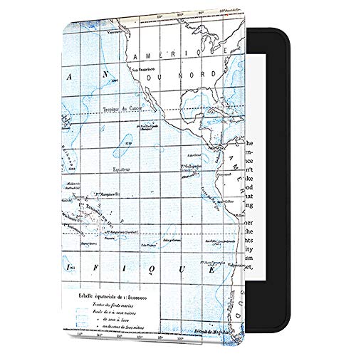 Huasiru Pintura Caso Funda para el Nuevo Kindle (10ª generación - Modelo 2019 - no es aplicable a Kindle Paperwhite o Kindle Oasis) Case Cover, Mapa Azul