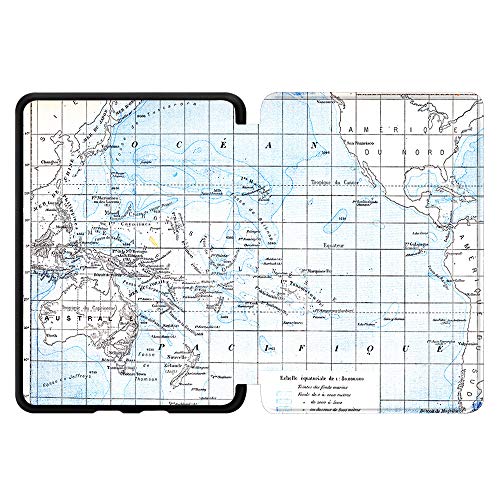 Huasiru Pintura Caso Funda para el Nuevo Kindle (10ª generación - Modelo 2019 - no es aplicable a Kindle Paperwhite o Kindle Oasis) Case Cover, Mapa Azul