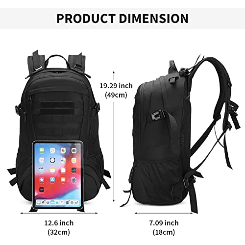 HUNTVP 30L Táctica Mochila MOLLE Mochila de Hombro Militar Mochila Asalto Impermeable para Aire Libre Caza Correr Viaje Ciclismo Camping Senderismo, Typ-1 Negro