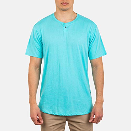 Hurley M Essential Henley S/S Camiseta, Hombre, Light Aqua/Htr, S