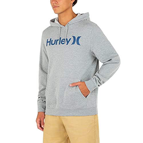 Hurley One and Only - Sudadera con Capucha para Hombre, One and Only - Sudadera con Capucha para Verano, S, Gris Heather/Coastal Blue