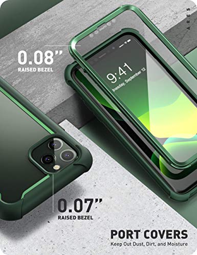 i-Blason Ares - Carcasa para iPhone 11 Pro MAX 2019, Doble Capa, Resistente y Transparente, Protector de Pantalla Integrado, Color Verde