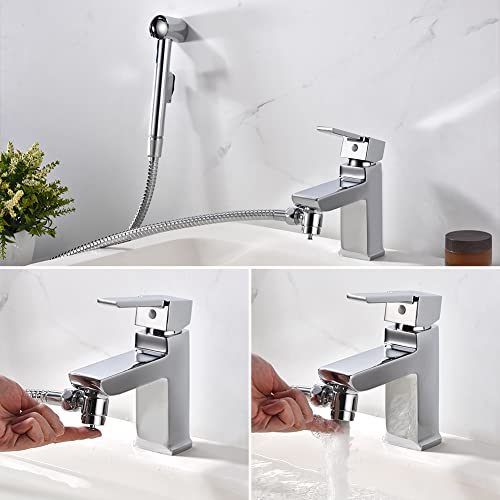 Ibergrif M22020 Alcachofa de Bidet de lavabo con Soporte y Flexo, Pulverizador de Ducha, Plata