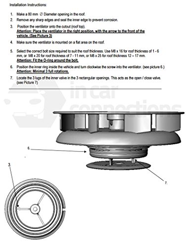 ICC Pequeño Perfil Bajo rotativo Techo Ventilación Para Vans Buses ' - Blanco - Viento impulsada Giratorio Respirador