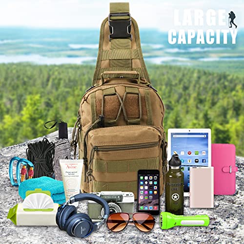 Idefair Bolsa de pecho táctica, impermeable militar Sling Molle Bolso de hombro Mochila de pecho Ligero Sling Messenger Pack Mini bolsa de camping para deportes al aire libre Senderismo Trekking Caza