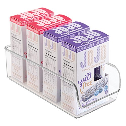 iDesign Caja transparente apilable, organizador de cocina mediano de plástico, caja organizadora sin tapa para los armarios o el frigorífico, transparente