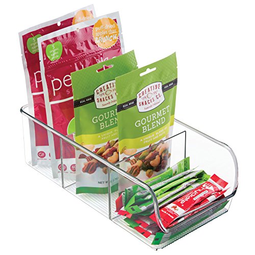 iDesign Caja transparente con 3 compartimentos, organizador de cocina mediano de plástico, caja organizadora sin tapa y apilable para armarios y cajones, transparente