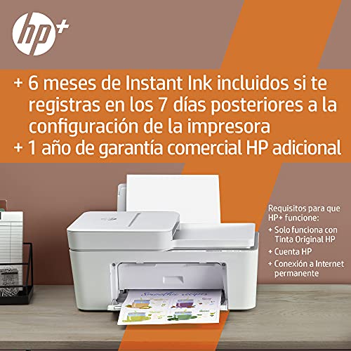 Impresora Multifunción HP DeskJet 4120e - 6 meses de impresión Instant Ink con HP+