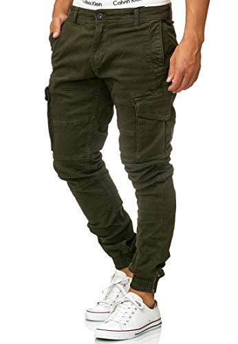 Indicode Caballeros Alex Pantalón Cargo En Algodón con 6 Bolsillos | Largo Regular Fit Pantalones De Tiempo Libre Senderismo Trekking Men Pants Aire para Hombres Forest M