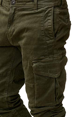 Indicode Caballeros Alex Pantalón Cargo En Algodón con 6 Bolsillos | Largo Regular Fit Pantalones De Tiempo Libre Senderismo Trekking Men Pants Aire para Hombres Forest M