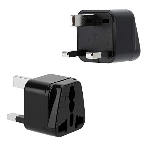 INTIRILIFE 4X Adaptador en Negro – Conjunto de 4 Piezas Tipo G Convertidor Internacional de Enchufe para Alemania, Italia, Espana, Francia – Tipo G Viajes Internacionales