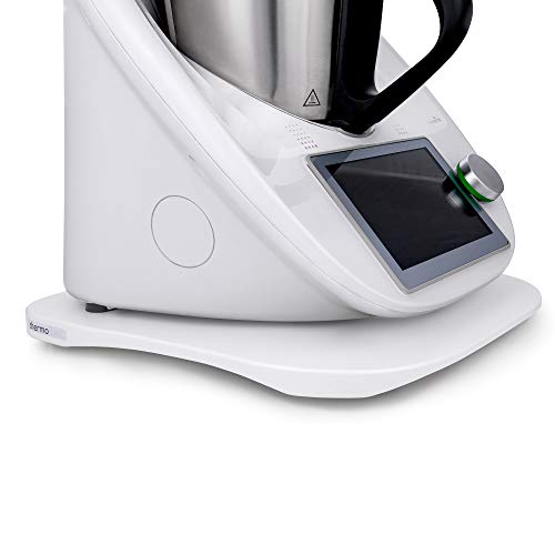 INWOOD thermoBase Premium Tabla de Madera/Thermomix TM5 TM6 / Tabla Deslizante / 2 Deslizadores de teflón en Lugar de Ruedas / 2 topes de Goma para Mayor Estabilidad/diseño Innovador (Pure White)