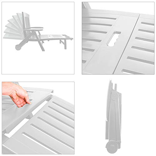 IPAE PRO GARDEN 75329 Tumbona Plegable con Ruedas, Blanco