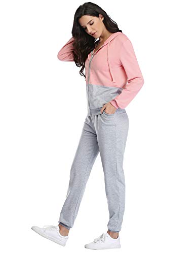 Irevial Chandal Conjunto para Mujer Invierno, Conjunto Chandal Mujer Completo Algodon Chaqueta y Pantalón Deportivo Mujer Manga Larga con Cremallera Dos Piezas