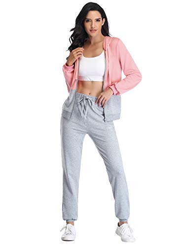 Irevial Chandal Conjunto para Mujer Invierno, Conjunto Chandal Mujer Completo Algodon Chaqueta y Pantalón Deportivo Mujer Manga Larga con Cremallera Dos Piezas