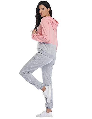 Irevial Chandal Conjunto para Mujer Invierno, Conjunto Chandal Mujer Completo Algodon Chaqueta y Pantalón Deportivo Mujer Manga Larga con Cremallera Dos Piezas