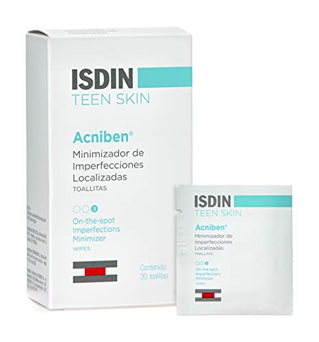 ISDIN Acniben Teen Skin Toallitas Anti Imperfecciones para Piel grasa o Acnéica - 30 Toallitas