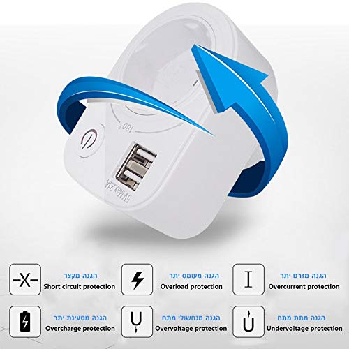 Israel adaptador de enchufe 16A con doble puerto USB Outlets Puerto zócalo 5V 2.1A Cargador Adaptador de corriente eléctrica del enchufe USB Smart Home inteligente zócalo