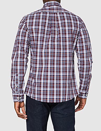 Izod Poplin Plaid BD Shirt Camisa Casual, Rojo (Port Royale 606), 43 para Hombre