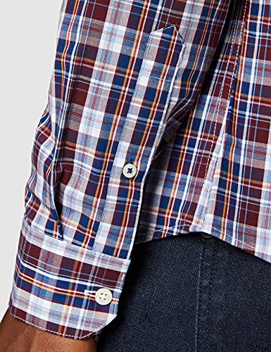 Izod Poplin Plaid BD Shirt Camisa Casual, Rojo (Port Royale 606), 43 para Hombre