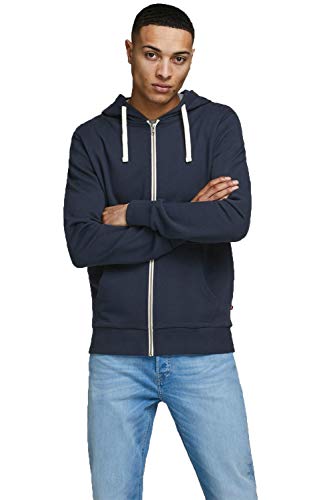 Jack & Jones Jjeholmen Sweat Zip Hood Noos Sudadera con Capucha, Azul (Navy), S para Hombre