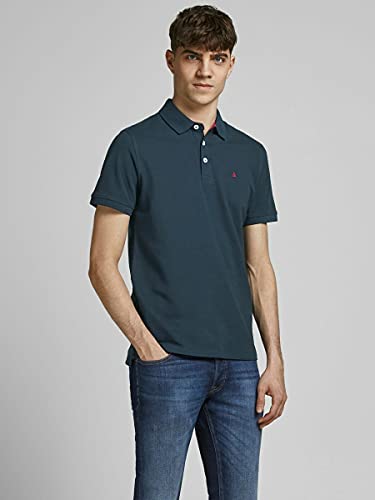 Jack & Jones Jjepaulos SS Noos-Polo, Azul Marino. Detalles: Tonal/True Red/Slim, XXL para Hombre