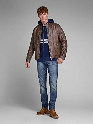 Jack & Jones JJERICHARD Clean Leather Jacket Noos Chaqueta, Marrón (Brown Stone Brown Stone), XL para Hombre