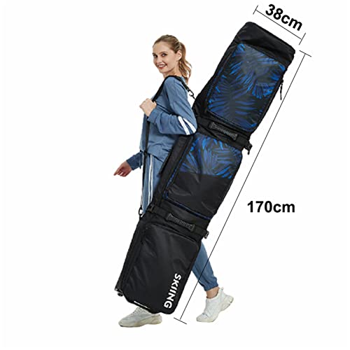 JHKGY Bolsa De Snowboard con Ruedas,Bolsa De Snowboard con Ruedas Impermeable,Bolsa De Esquí para Tabla Simple/Doble con Ruedas, Viajar,Blue b