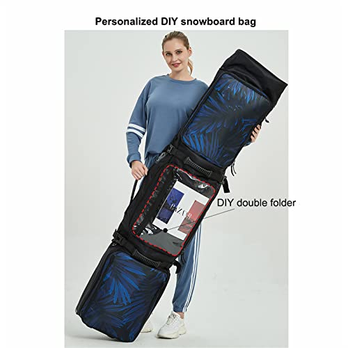 JHKGY Bolsa De Snowboard con Ruedas,Bolsa De Snowboard con Ruedas Impermeable,Bolsa De Esquí para Tabla Simple/Doble con Ruedas, Viajar,Blue b