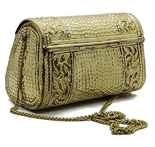 Jiya - Bolso de mujer de latón con bolsa de metal para el hombro, étnico antiguo