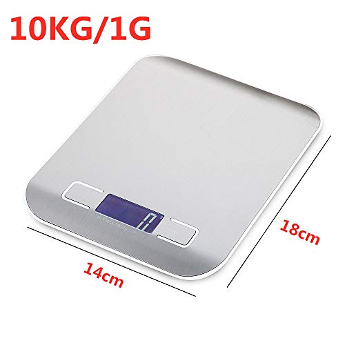 Jjoer Balanza De Cocina Basculas De Cocina Digital de Cocina Escala de Nutrición Escala Digital básculas de Cocina Miligramo de Escala Escala de precisión Metallic White,10kg1g