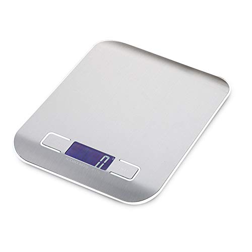 Jjoer Balanza De Cocina Basculas De Cocina Digital de Cocina Escala de Nutrición Escala Digital básculas de Cocina Miligramo de Escala Escala de precisión Metallic White,10kg1g