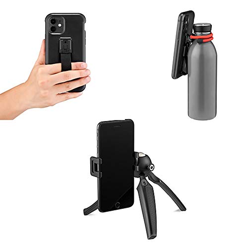 JOBY FreeHold Funda para iPhone 11 con Trípode HandyPod, Soporte para Smartphone, Funda Protectora con Asa Elástica para los Dedos y Mini Trípode de Viaje con Brazos Flexibles, para Vlogginf, Directo