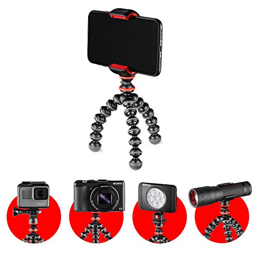 JOBY GorillaPod - Kit Básico Trípode Mini Flexible con Pinza Universal para Smartphone, Adaptador GoPro y Adaptador de Antorcha, Peso hasta 325 g, JB01571-BWW