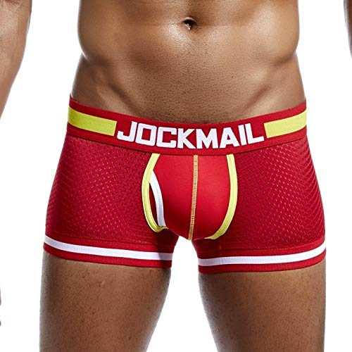 JOCKMAIL 2019 Ropa Interior Masculina Boxers Troncos de Hombre Pantalones Cortos Respirable Entrepierna Calzoncillos de algodón para Hombre (XL, Rojo)