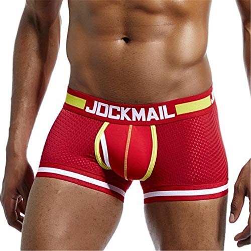 JOCKMAIL 2019 Ropa Interior Masculina Boxers Troncos de Hombre Pantalones Cortos Respirable Entrepierna Calzoncillos de algodón para Hombre (XL, Rojo)