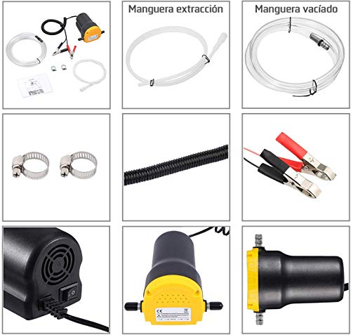 JOMAFA Bomba Extractora de Aceite DC 12V 60W Bomba de transferencia de combustible (no gasolina) y Aceite para Auto, Moto, Quad, furgon