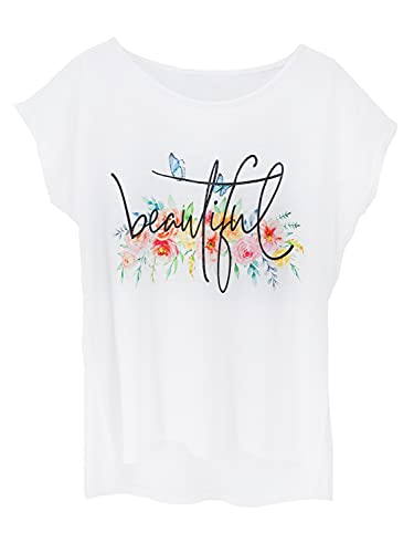 JOPHY & CO. Camiseta de manga corta blanca para mujer, fabricada en Italia, con imagen estampada (cód. 9050) Fantasía nº 25 L