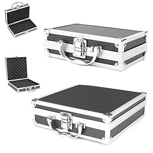 JoyFan Mini caja de herramientas de aluminio portátil pequeña caja de almacenamiento de aluminio para Craftsman Travel Carry (negro, 180 x 110 x 55 mm) (180 x 110 x 55 mm)