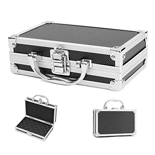 JoyFan Mini caja de herramientas de aluminio portátil pequeña caja de almacenamiento de aluminio para Craftsman Travel Carry (negro, 180 x 110 x 55 mm) (180 x 110 x 55 mm)