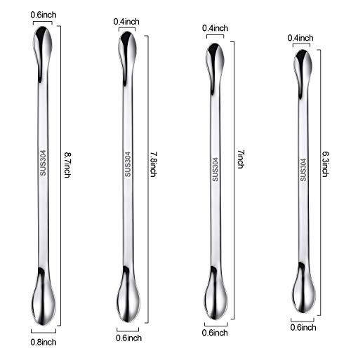 Juego de 22 Piezas Micro Cuchara Espátula de Laboratorio de Acero Inoxidable Cuchara de Muestreo de Laboratorio Espátula de Mezcla para Polvo Gel Tapón de Llenado