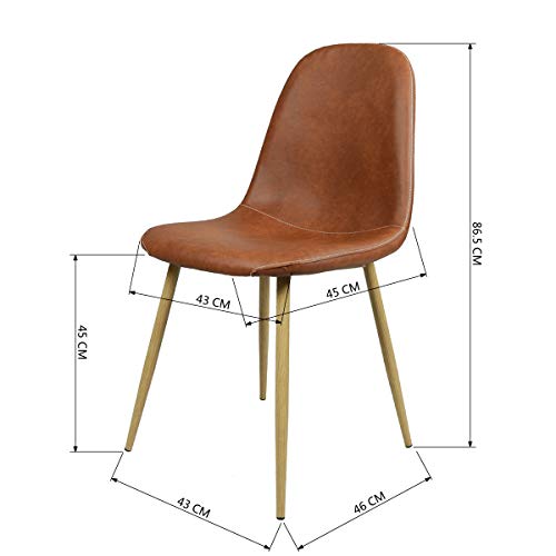 Juego de Silla de Comedor de 4 sillas de Metal de diseño único de PU Artificial Silla de Comedor para Cocina Comedor