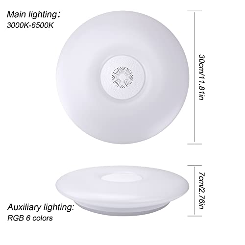 K-Bright Lámpara De Techo Led RGB Regulable Con altavoces,36W Led Techo WiFi Compatible con Alexa Google Home Luz Techo Moderno 30cm