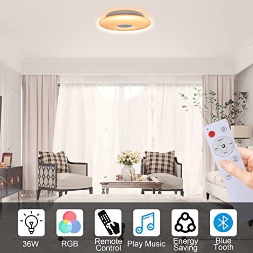 K-Bright Lámpara De Techo Led RGB Regulable Con altavoces,36W Led Techo WiFi Compatible con Alexa Google Home Luz Techo Moderno 30cm