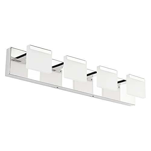 K-Bright Luz de espejo LED Luz de baño de 4 luces 24W 1560LM Lámpara de espejo de baño lámpara de pared de lámpara de baño blanco frío 6000K Lámpara de espejo de baño de 230V Cromo 70CM