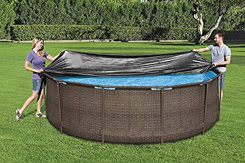 KAKAF Cubierta de piscina para piscina con marco redondo resistente al polvo, resistente al agua, plegable, lona de polietileno para piscinas al aire libre, playa, verano, fiesta, piscina (366 cm)