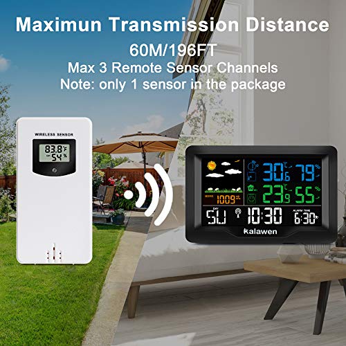 Kalawen Estaciones meteorológicas para casa con Sensor Exterior Interior barómetro estación meteorológica Temperatura Humedad Monitor pronóstico del Tiempo para el hogar el jardín la Oficina