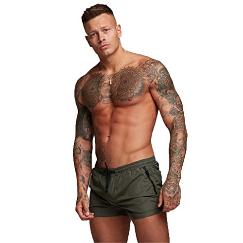 Kfnire Bañadores de natación, Pantalones Cortos de los Hombres de Secado rápido Playa Surf Corriendo Pantalones Cortos de natación Boxeadores Ligero Shorts (EU L=Tag XL, Verde)